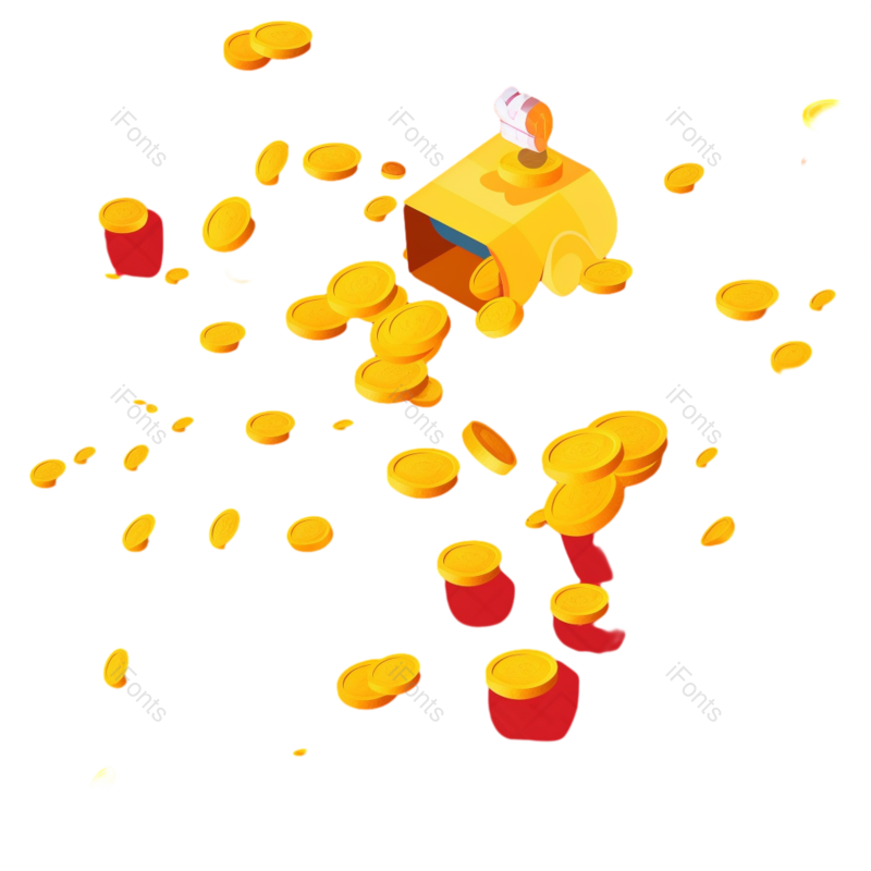 卡通图片,金币元素,粒子PNG,硬币免抠素材